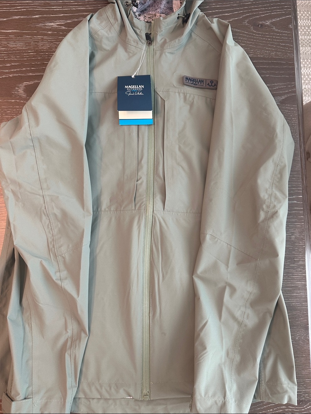Magellan Outdoors Light Sage Green Hooded Rain Jacket